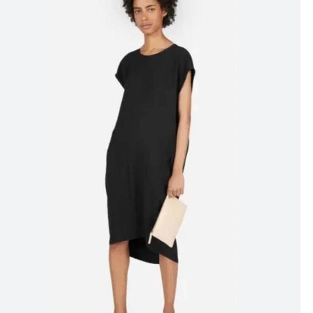 Everlane Japanese GoWeave Cocoon Dress Black Size 10 Minimalist Midi